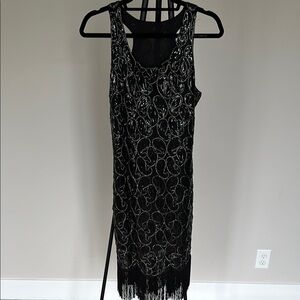 Simple Black and Silver Midi Dress